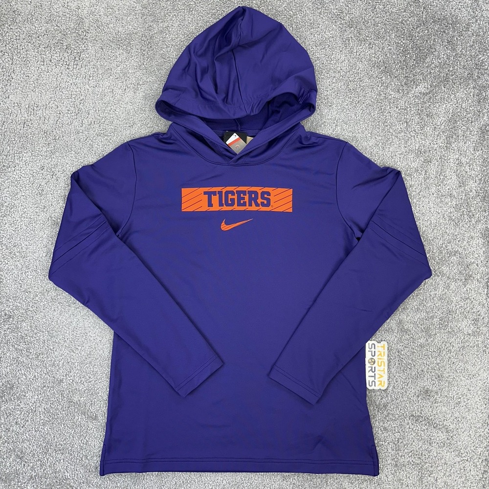 Clemson Tigers Shirt Womens Small Purple Nike Dri Fit Hooded Team Issue PE
